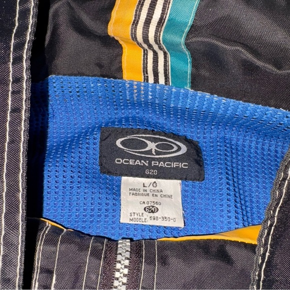 Vintage Ocean Pacific Men's Blue and Yellow Jacket - Picture 2 of 4